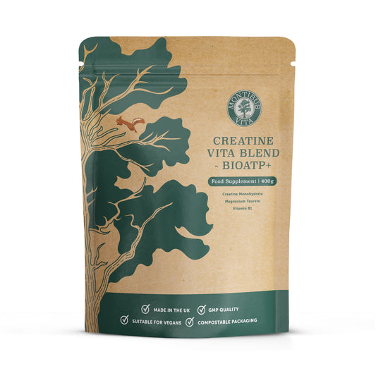 Creatine Monohydrate, Magnesium Taurate and Vitamin B1 (Thiamine HCL)  - BioATP+ Blend - Unflavoured - Two Month Supply - 400g